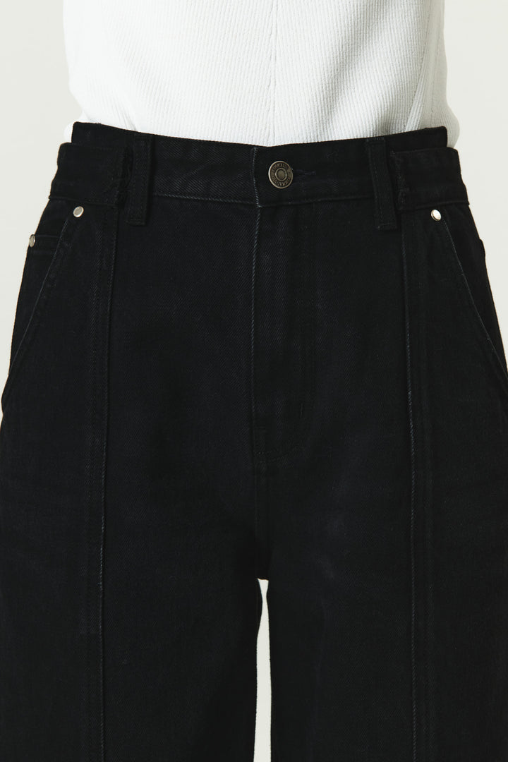 KIMMATIN Over Dying Tapered Denim — Black