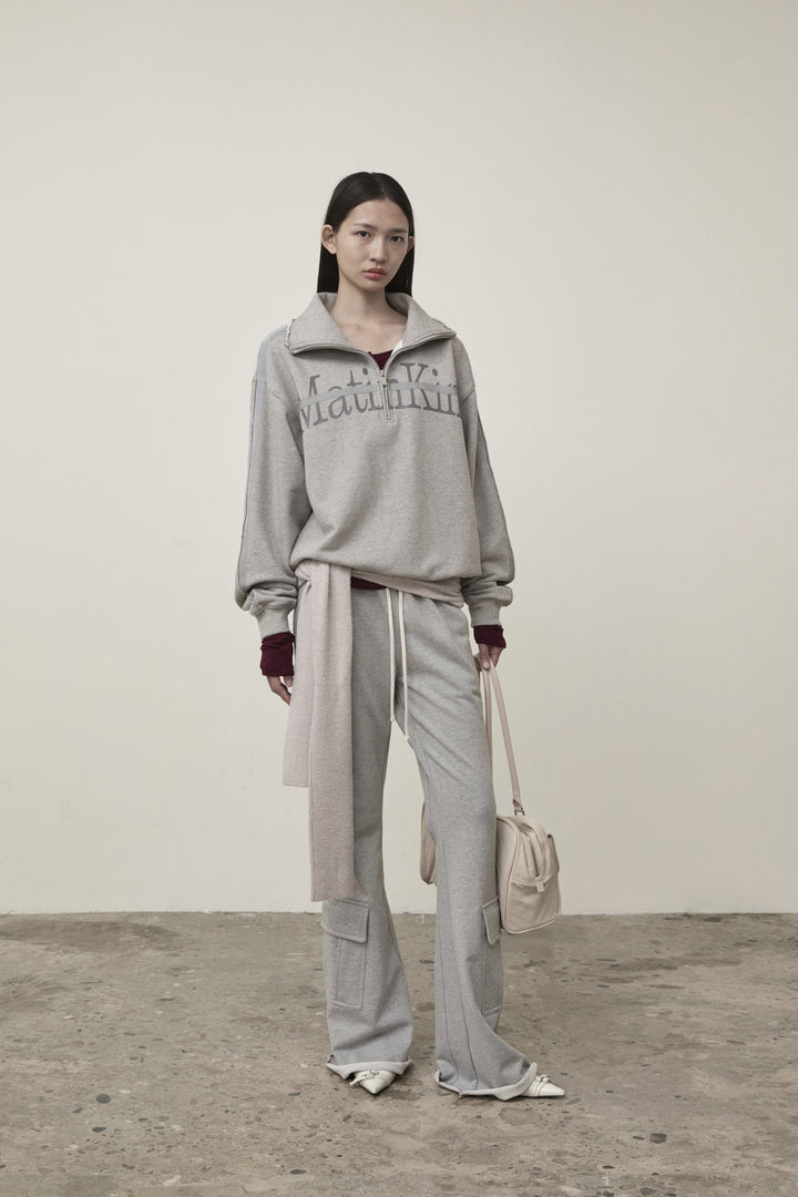 Matin Kim Cut Out Half Zip Sweatshirt — Gray