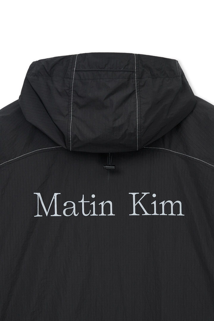 Matin Kim Back Logo Hoody Wind Breaker — Black