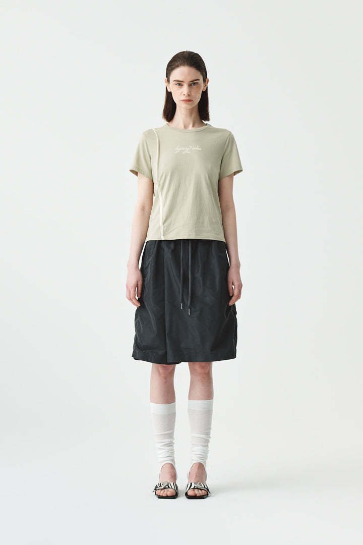 KIMMATIN Back Slit Slim Top in Light — Khaki