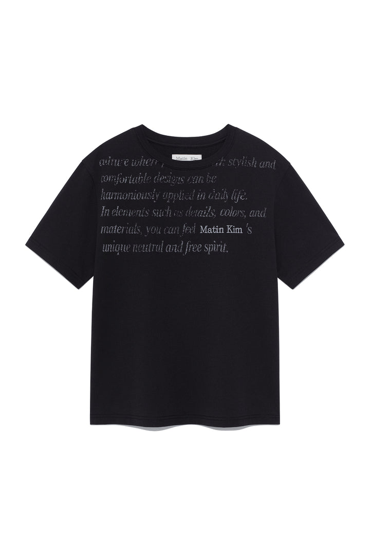 Matin Kim Logo Point Lettering Graphic Top — Black