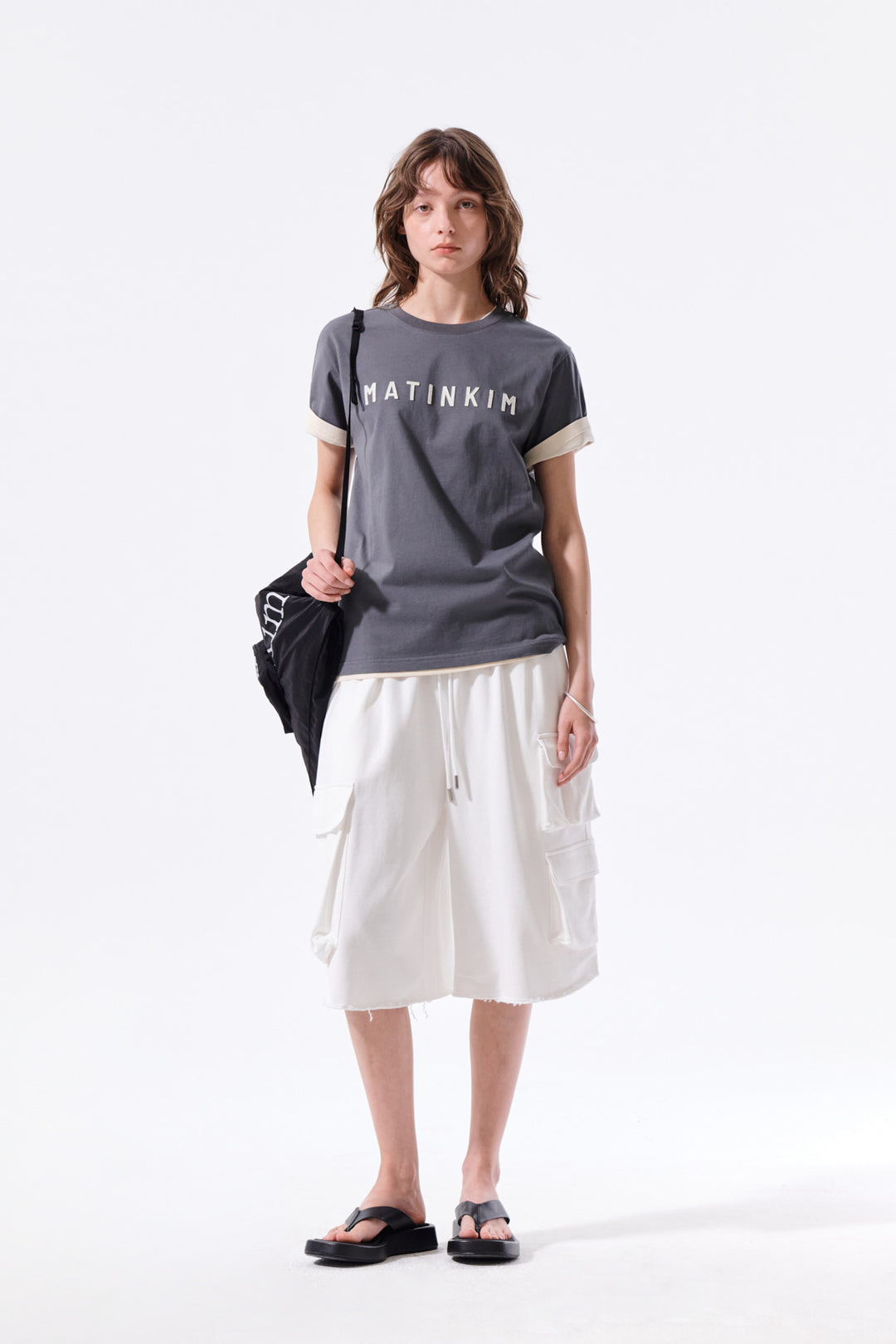 Matin Kim Terry Utility Pocket Bermuda — White