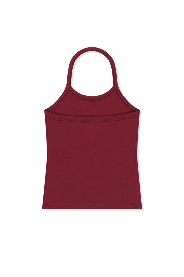 Matin Kim Label Detail Halter Tank — Wine