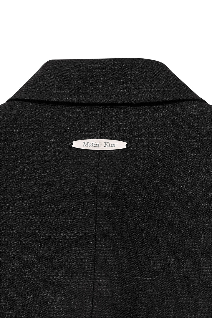 Matin Kim Stripe Herringbone Pocket Crop Jacket — Black