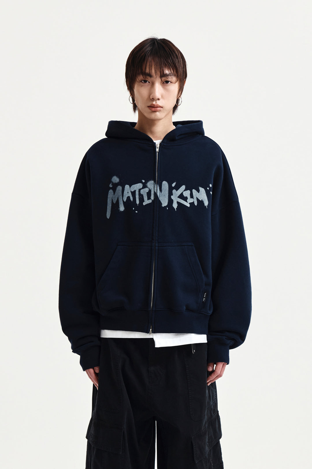 Matin Kim Graffiti Logo Zip Hoodie — Navy blue