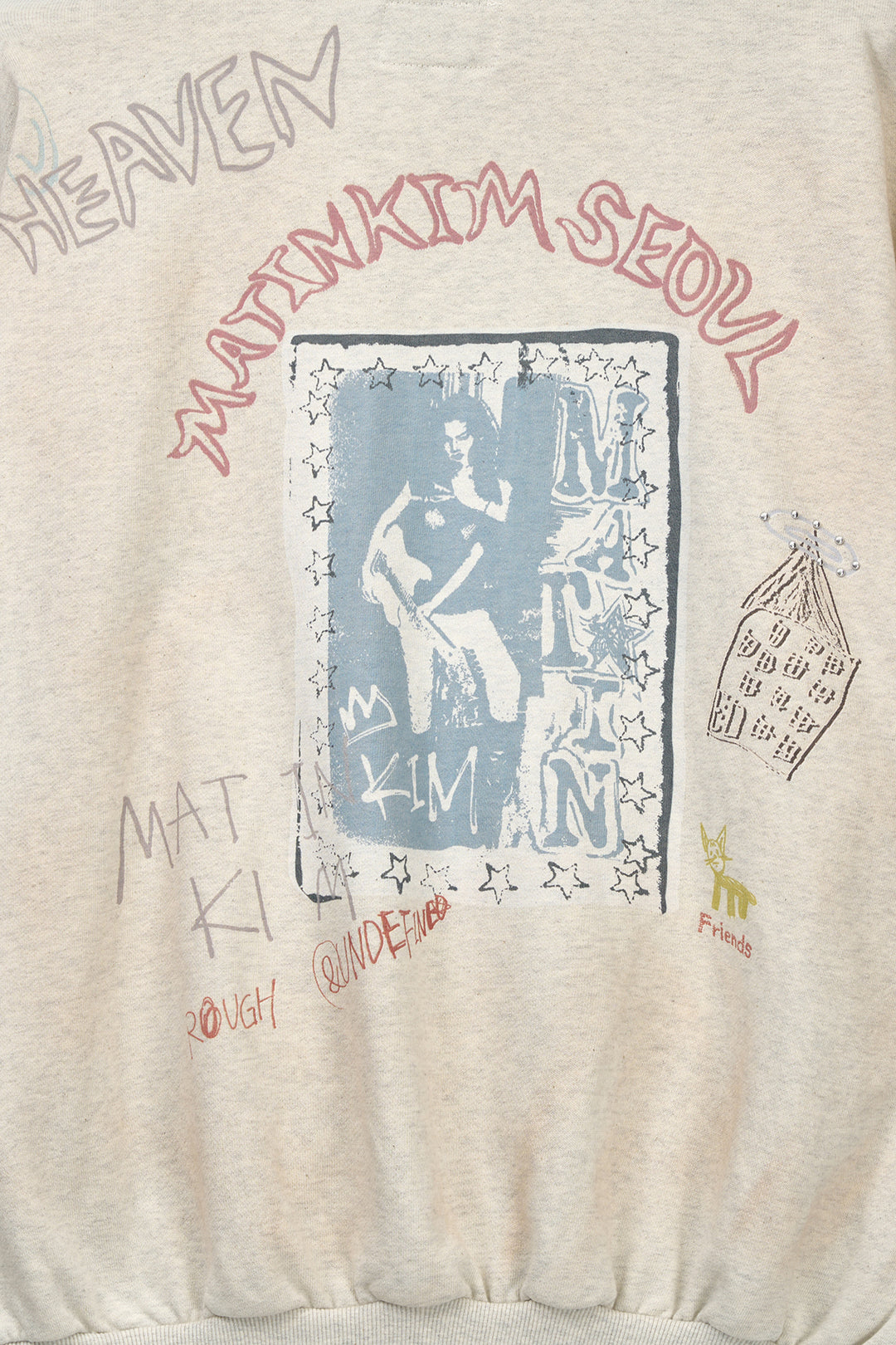 Matin Kim Vintage Washed Graffiti Zip Hoody — Beige