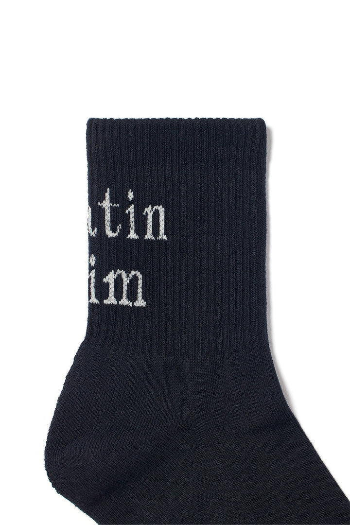 Matin Kim Big Logo Crew Socks — Black