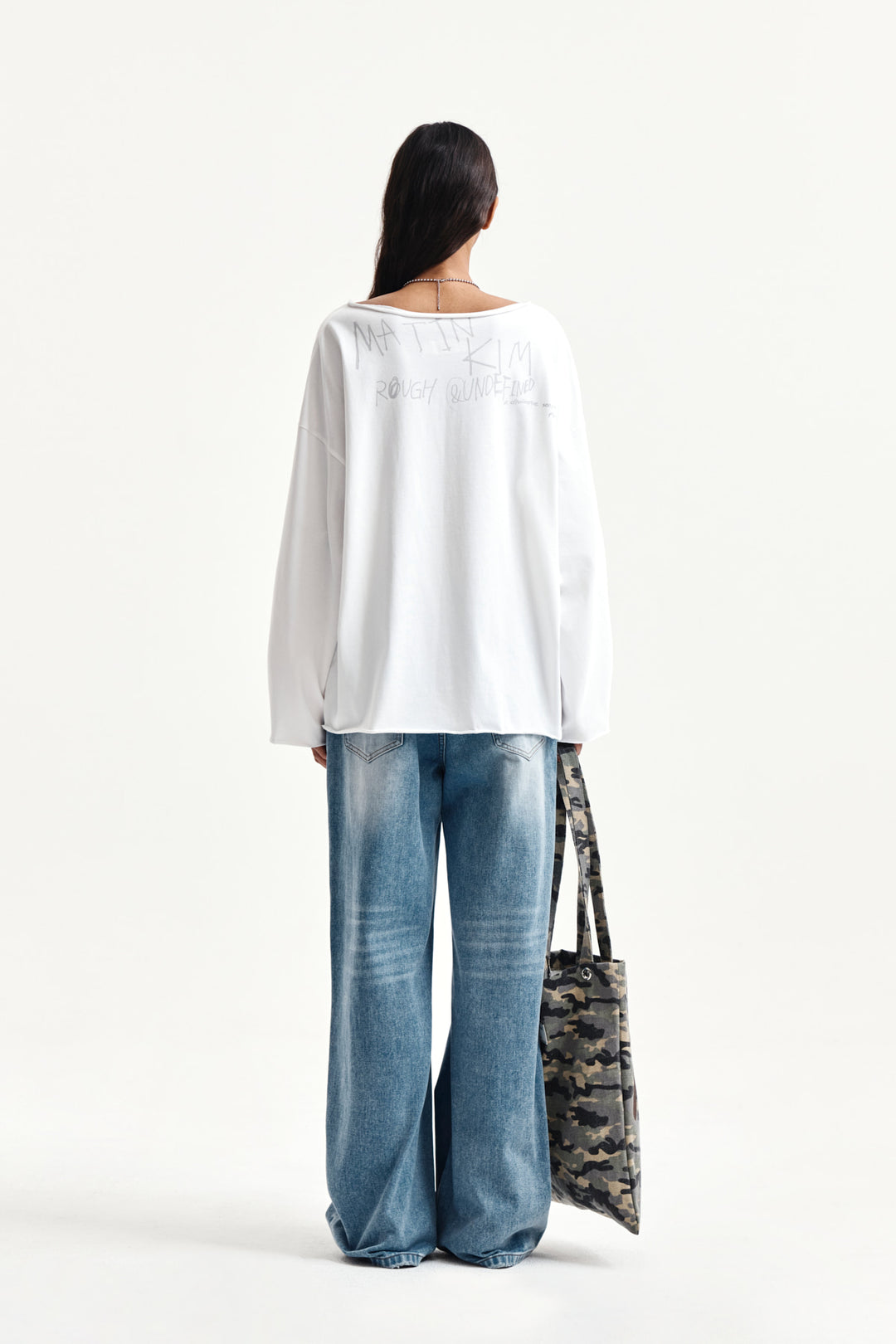 Matin Kim Raw Hem Boat Neck Top — White