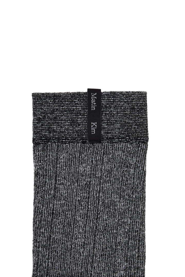 Matin Kim Metal Ribbed Stocking Socks — Charcoal