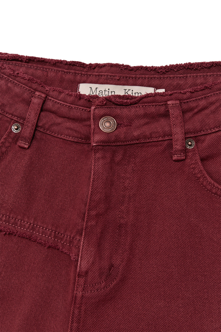 Matin Kim Cut Line Point Denim Shorts — Red