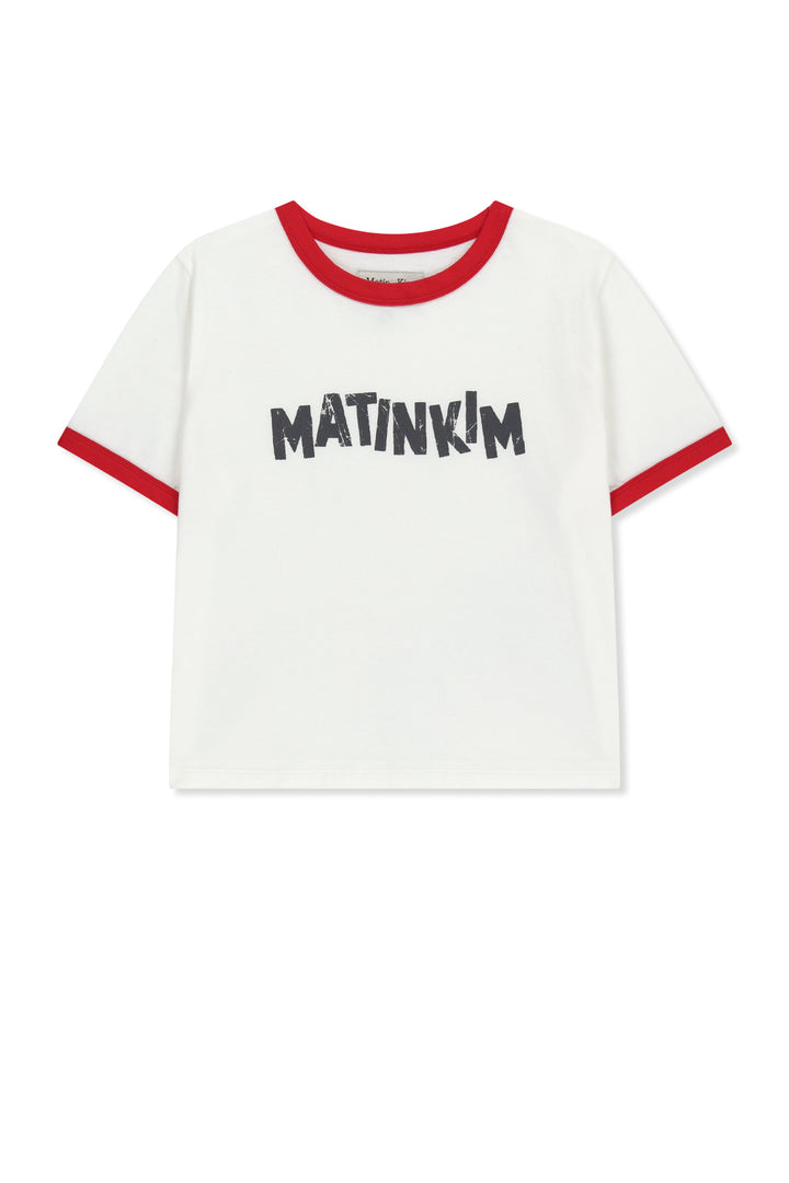 Matin Kim Logo Ringer Crop Top — White