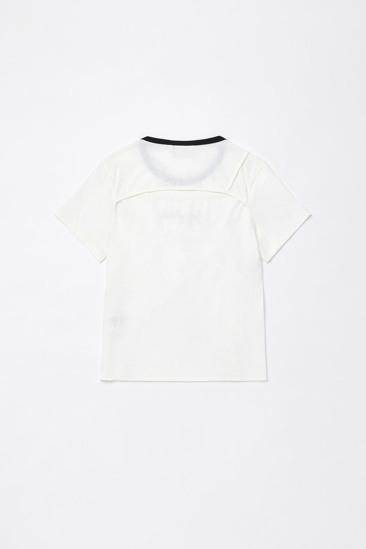 KIMMATIN Back Slit Slim Top — White