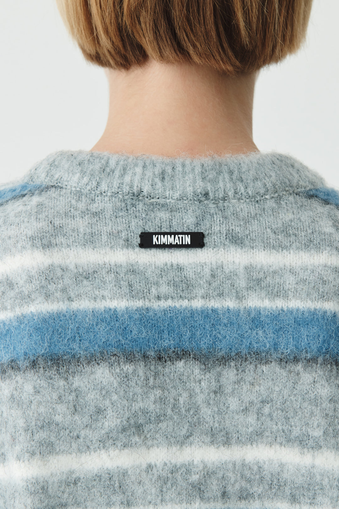KIMMATIN Multi Stripe Mohair Knit Pullover — Gray