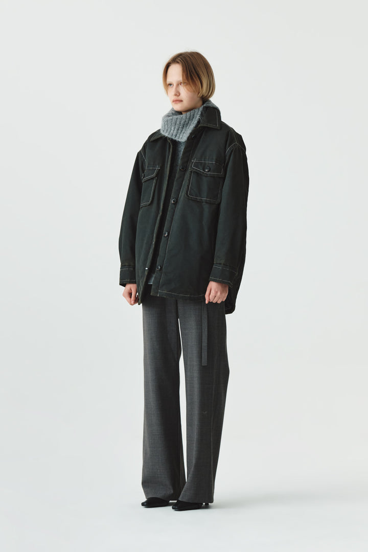 KIMMATIN Pocket Point Padded Shirt Jumper — Brown