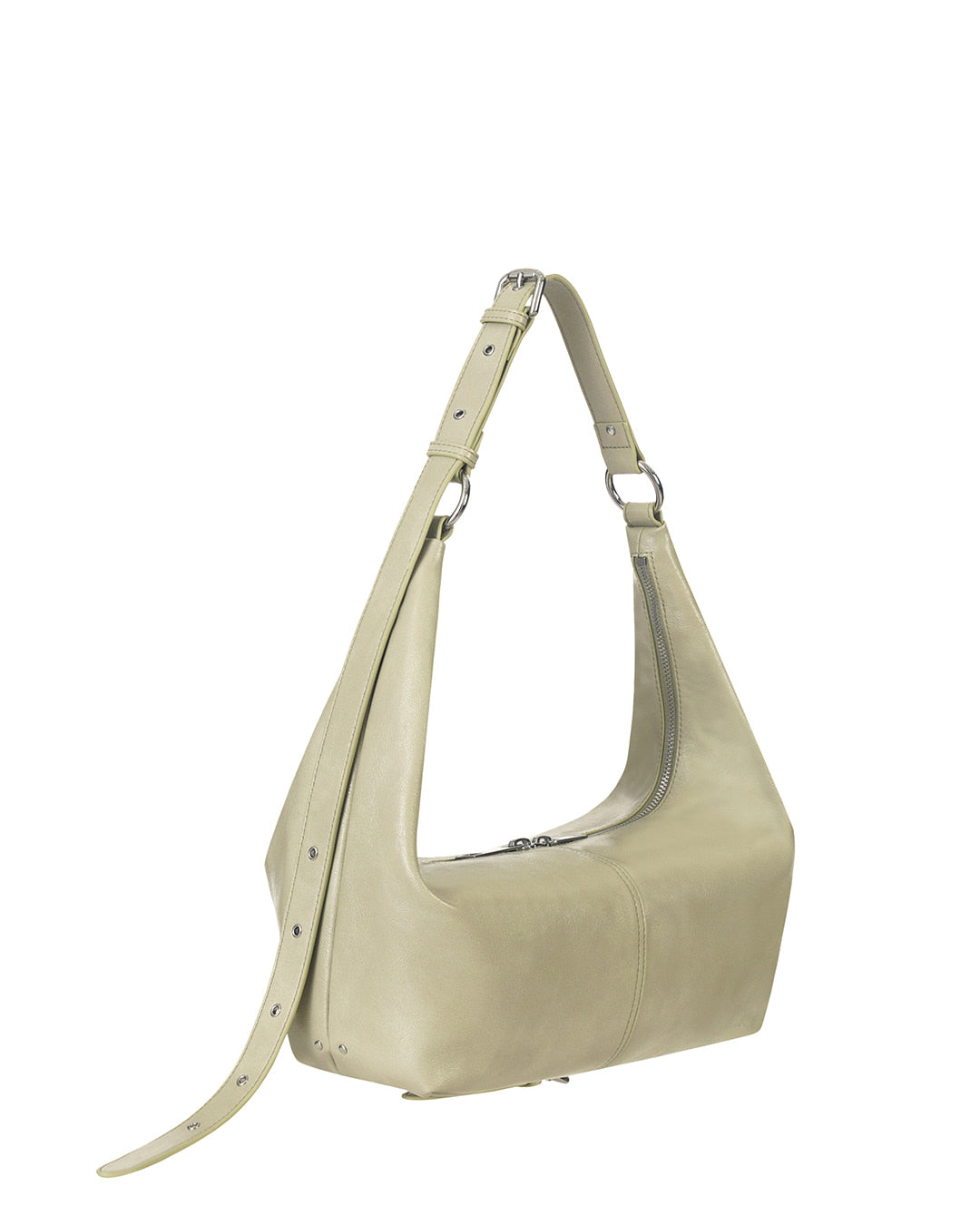 Stand Oil Tickle Bag — Glossy Half-Moon Crossbody — Olive