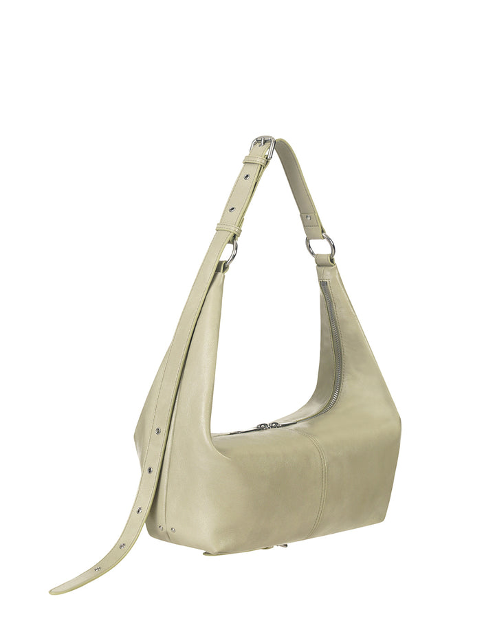 Stand Oil Tickle Bag — Glossy Half-Moon Crossbody — Olive