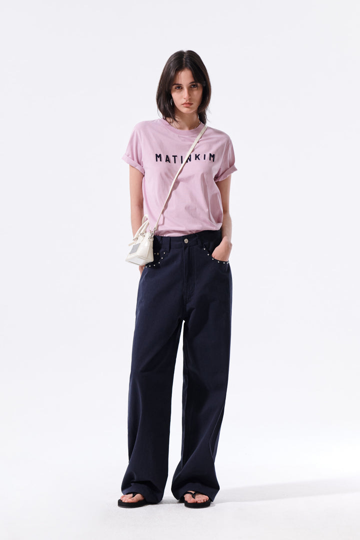 Matin Kim Applique Felt Logo Top — Pink