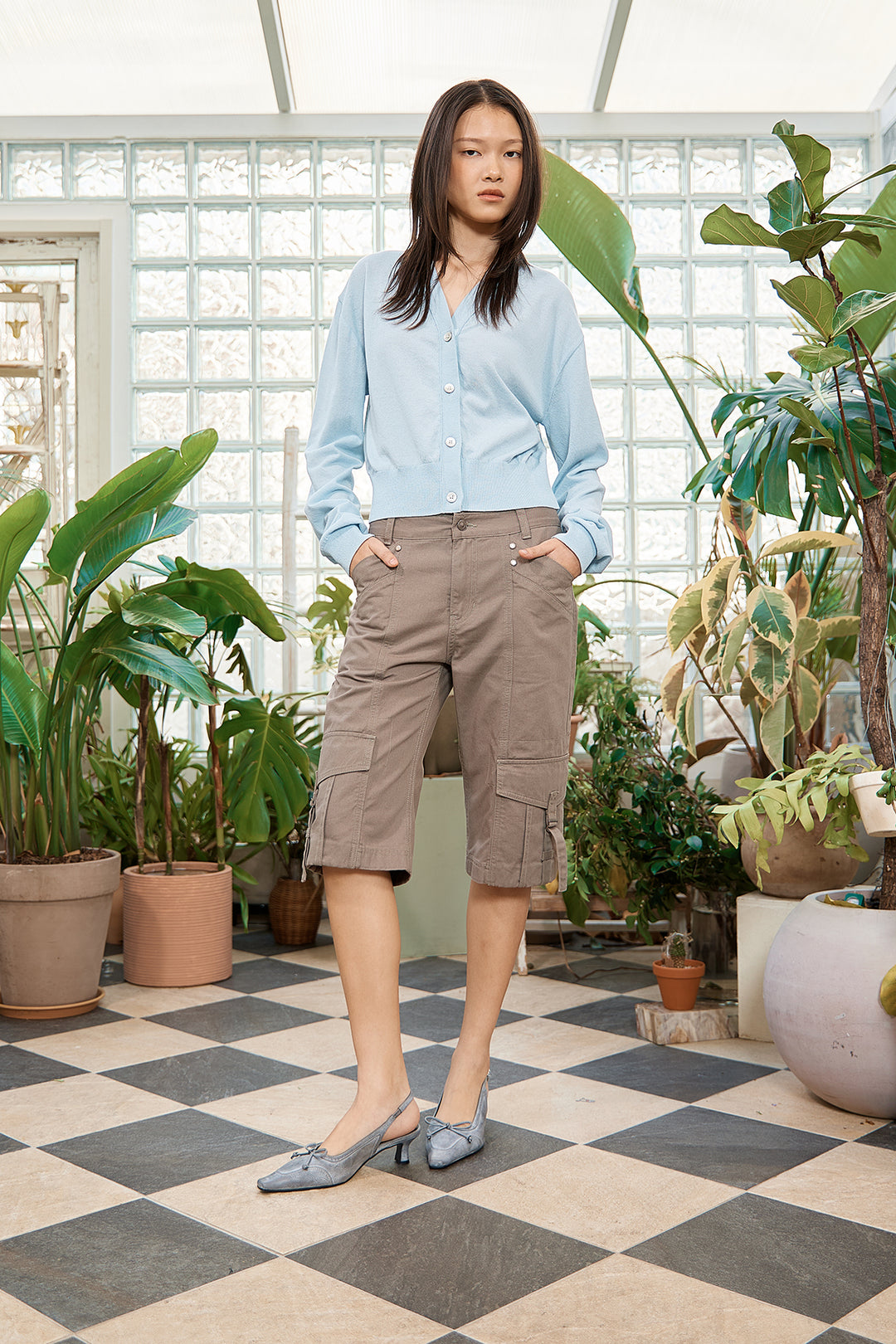 Matin Kim Semi Slimfit Bermuda Pants — Khaki