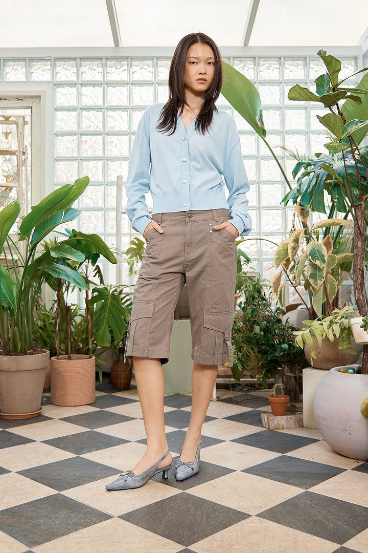 Matin Kim Semi Slimfit Bermuda Pants — Khaki