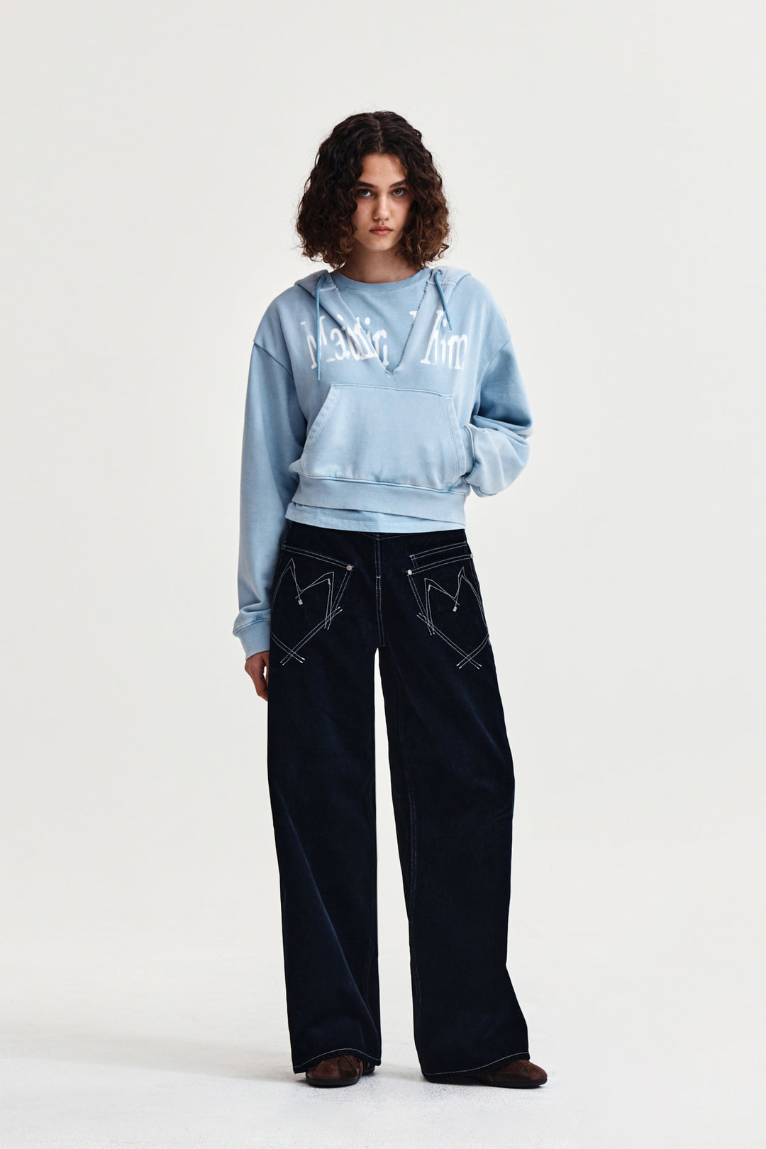 Matin Kim Washed Layered Crop Hoody Sky