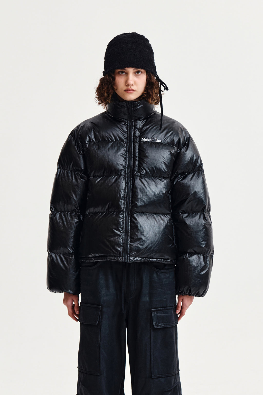 Matin Kim Small Logo Volume Down Jumper — Black