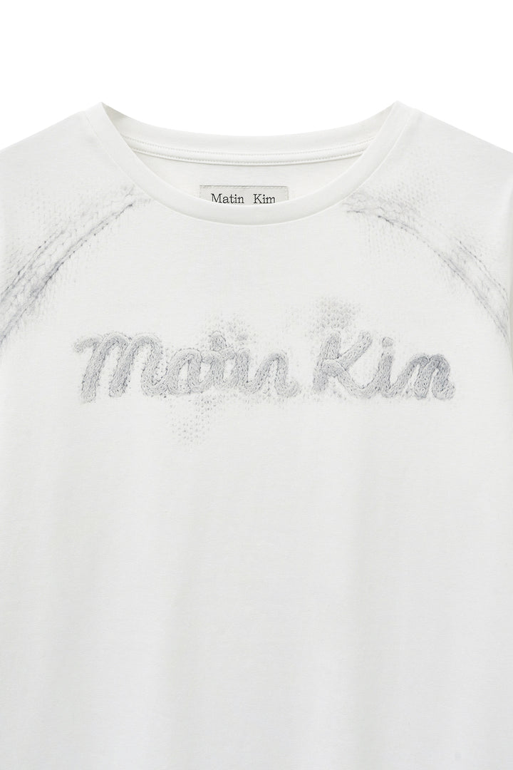 Matin Kim Lettering Graphic Long Sleeve Top — White