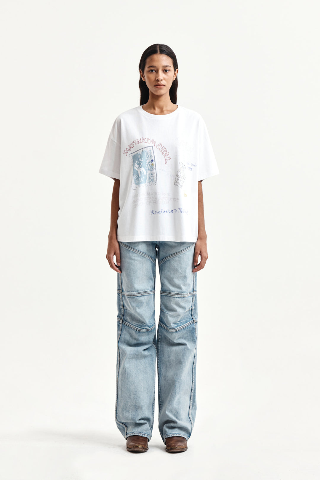 Matin Kim Panel Semi Wide Denim — Light Blue
