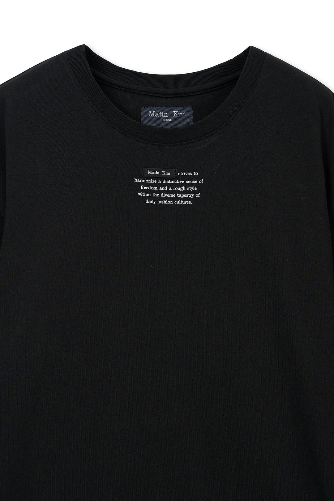 Matin Kim Label Point Lettering Top — Black