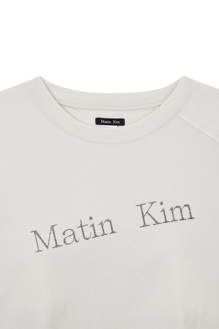 Matin Kim Diagonal Logo Reversible Crop Top — Ivory