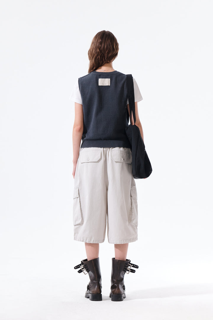Matin Kim Pocket Washed Knit Vest — Charcoal