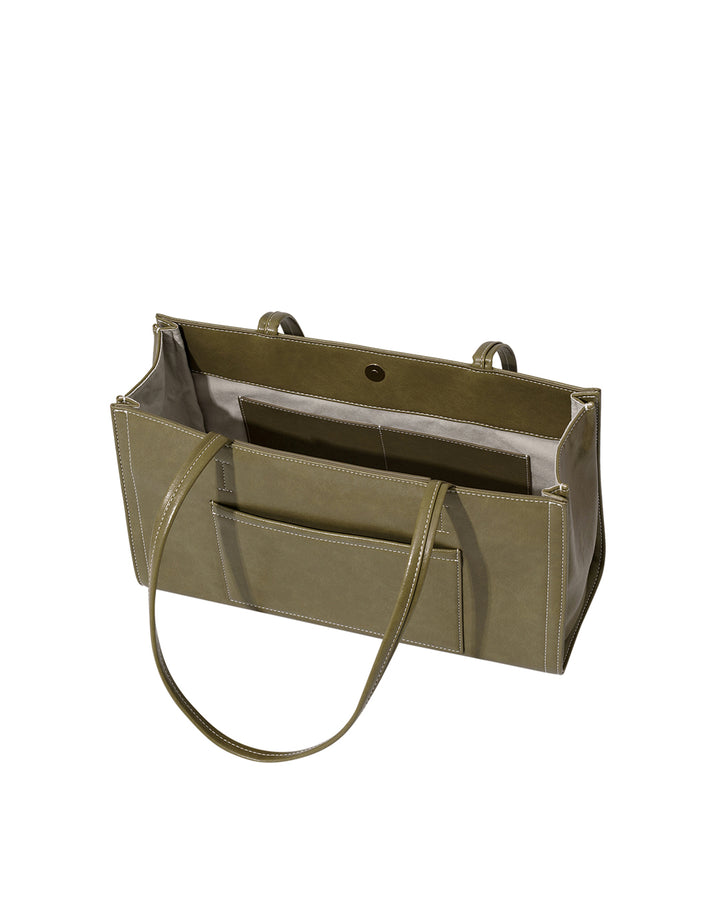 Stand Oil Oblong Bag — Structured Shoulder — Basil green