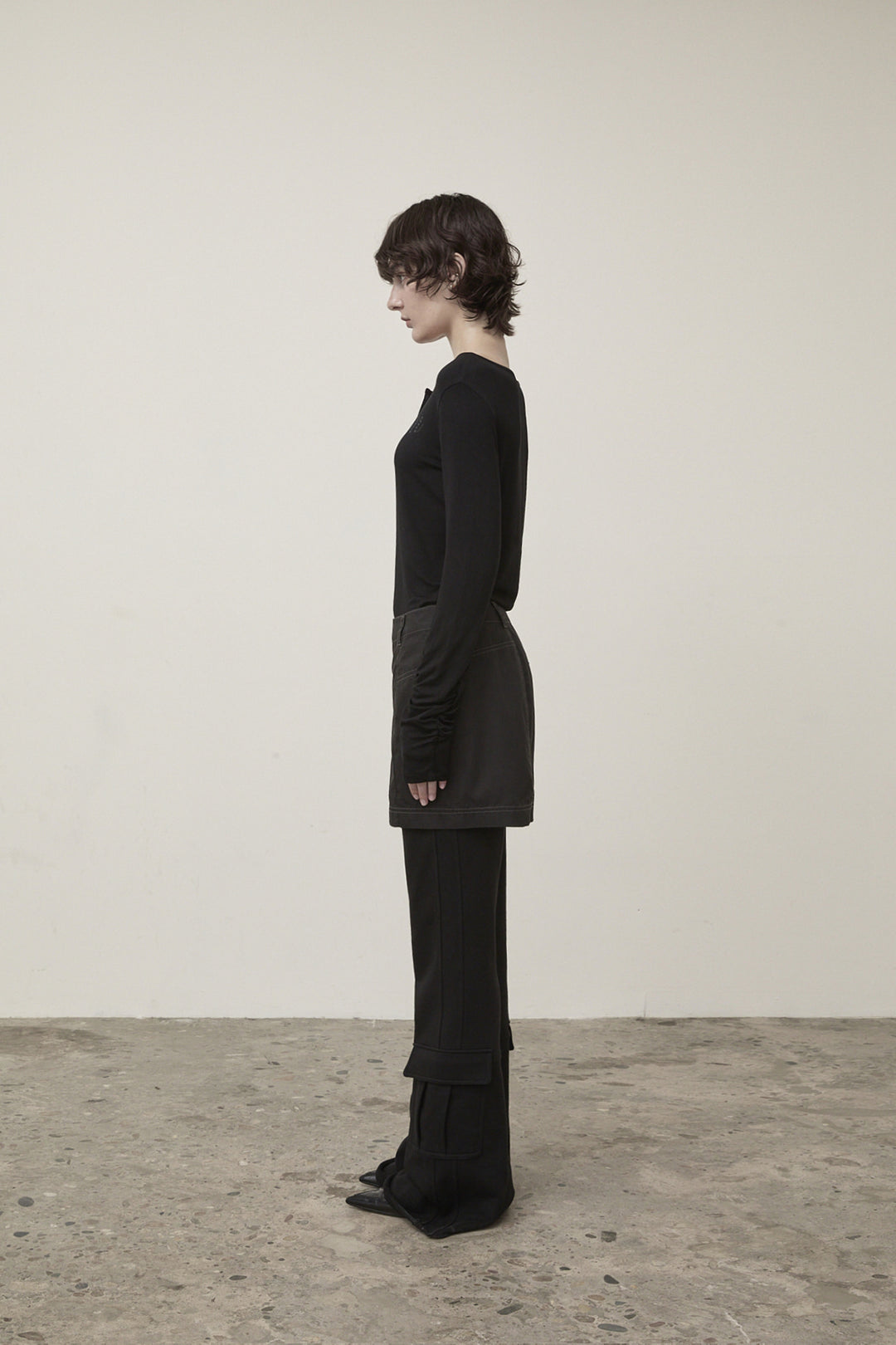 Matin Kim Henley Neck Shirring Top — Black