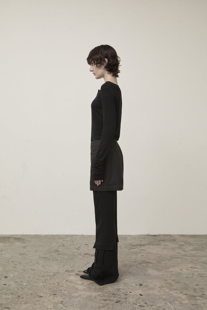 Matin Kim Henley Neck Shirring Top — Black