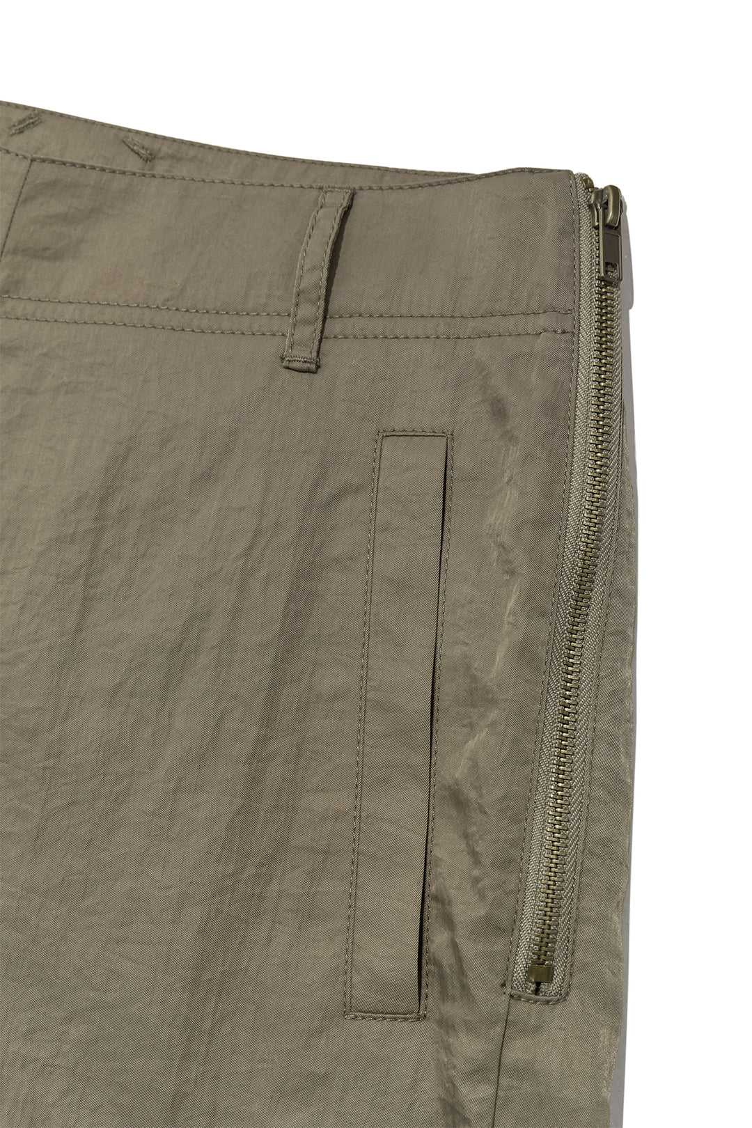 Matin Kim Zipper Detail Nylon Pants — Khaki