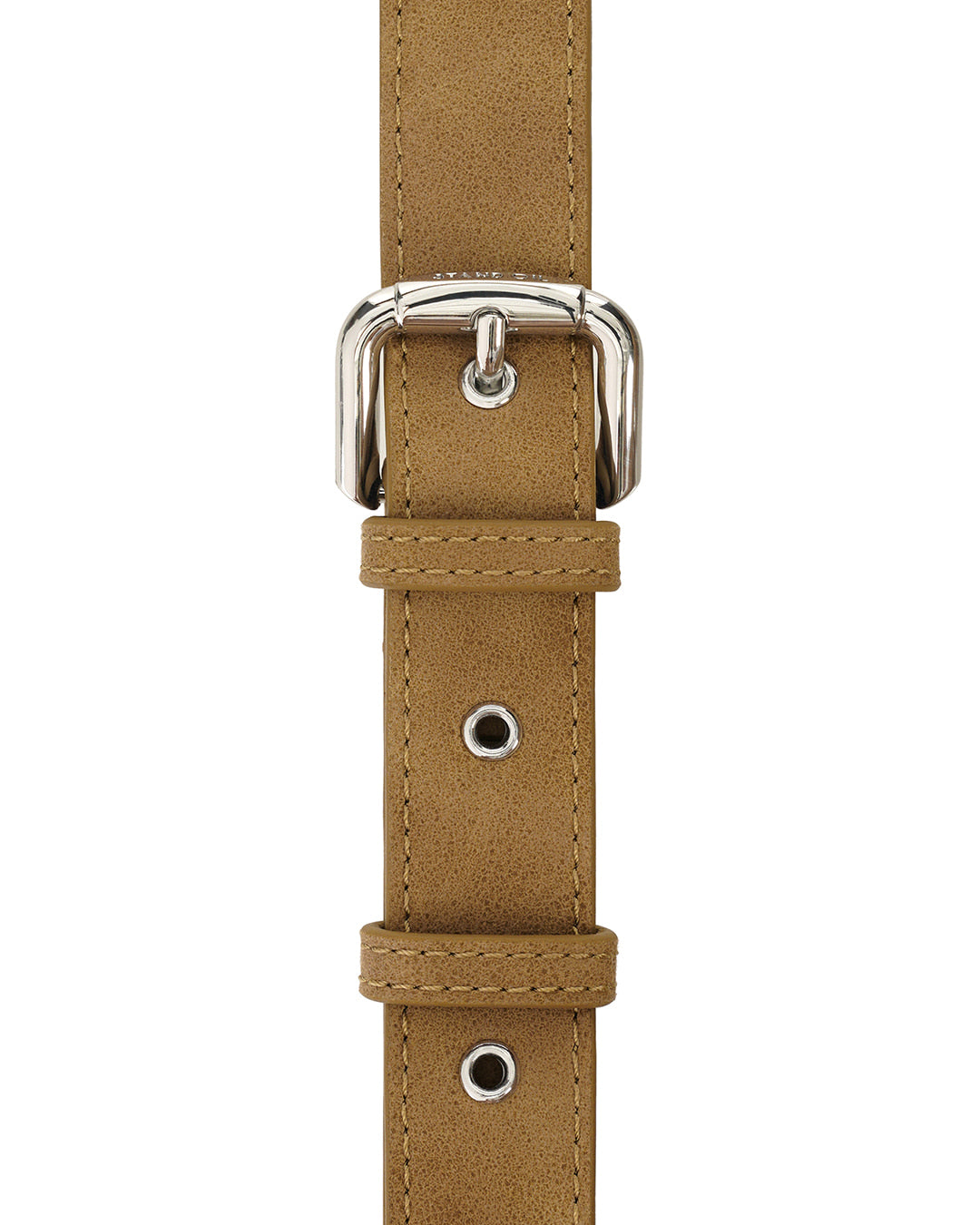 Stand Oil Tickle Bag — Glossy Half-Moon Crossbody — Camel