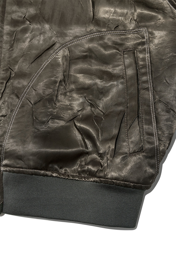 Matin Kim Back Logo Crinkle Blouson — Khaki