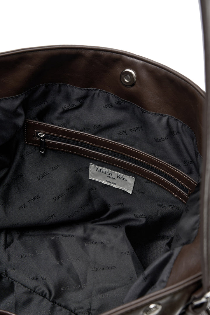 Matin Kim Stud Point Large Shoulder Bag — Brown