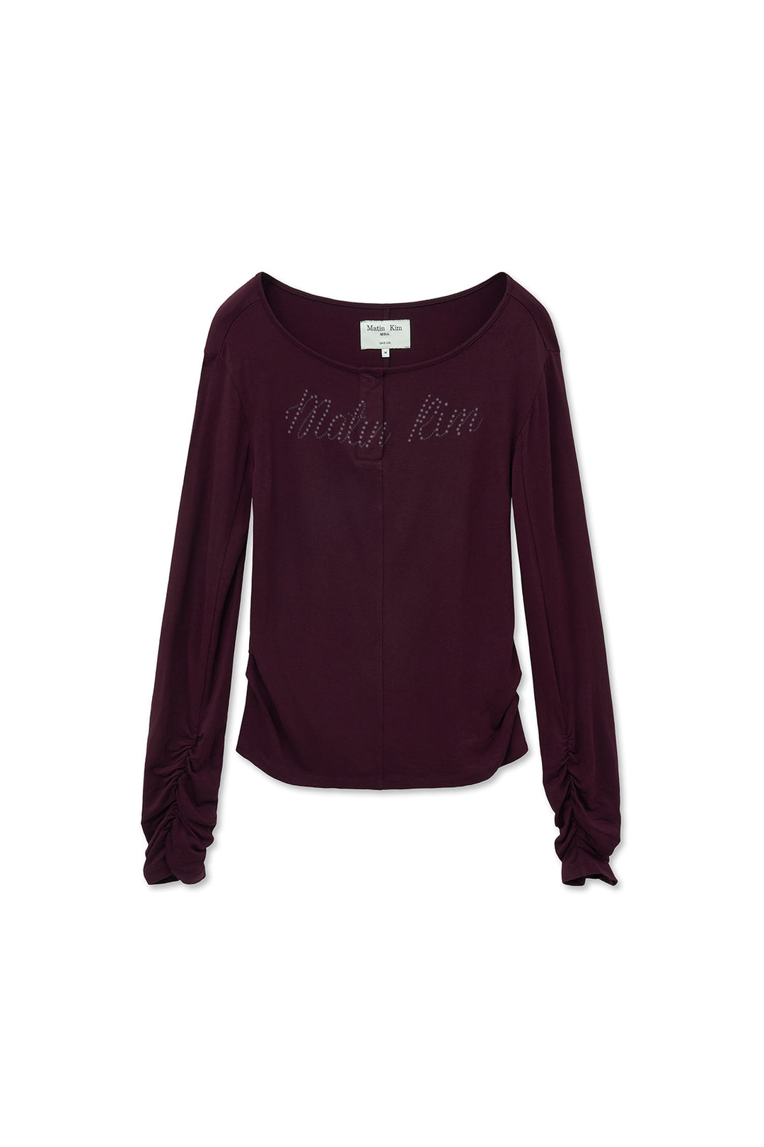 Matin Kim Henley Neck Shirring Top — Burgundy