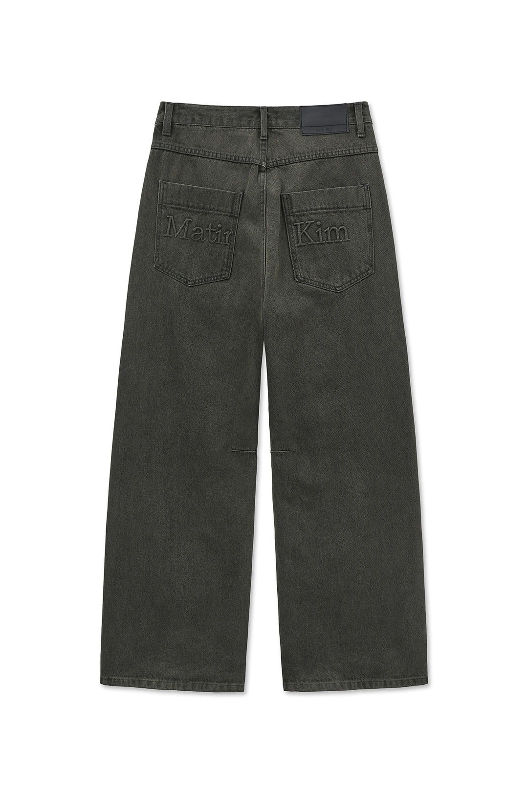 Matin Kim Back Logo Wide Denim — Charcoal