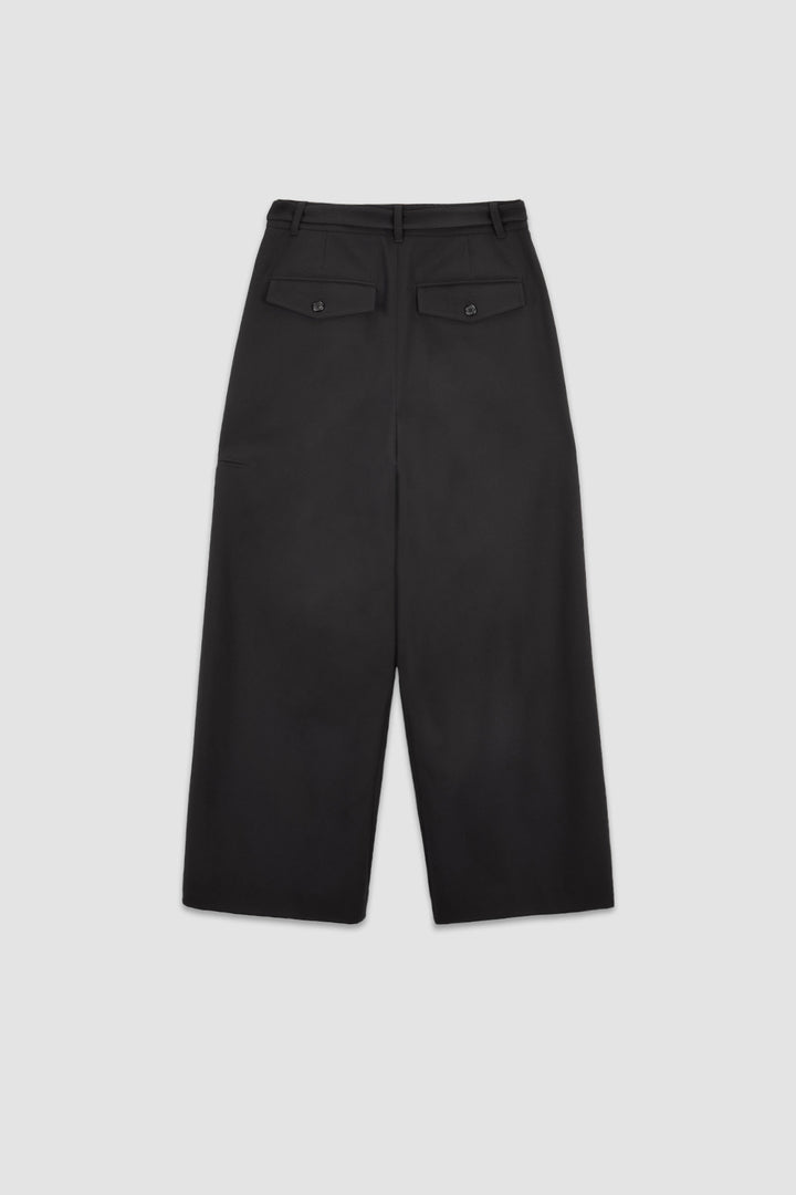 KIMMATIN Diagonal Zipper Belted Pants — Black