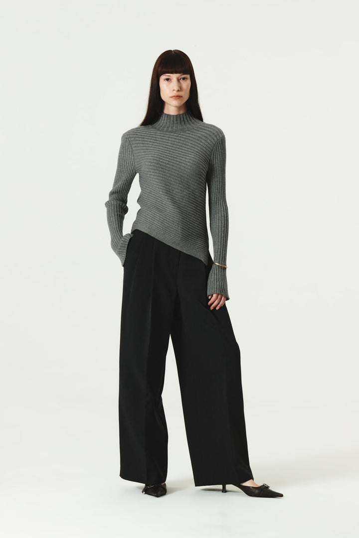 KIMMATIN Back Yoke Detail Wide Trouser — Charcoal