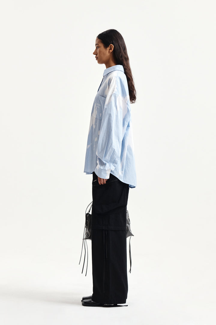 Matin Kim Embroidery Small Logo Shirt — Light Blue