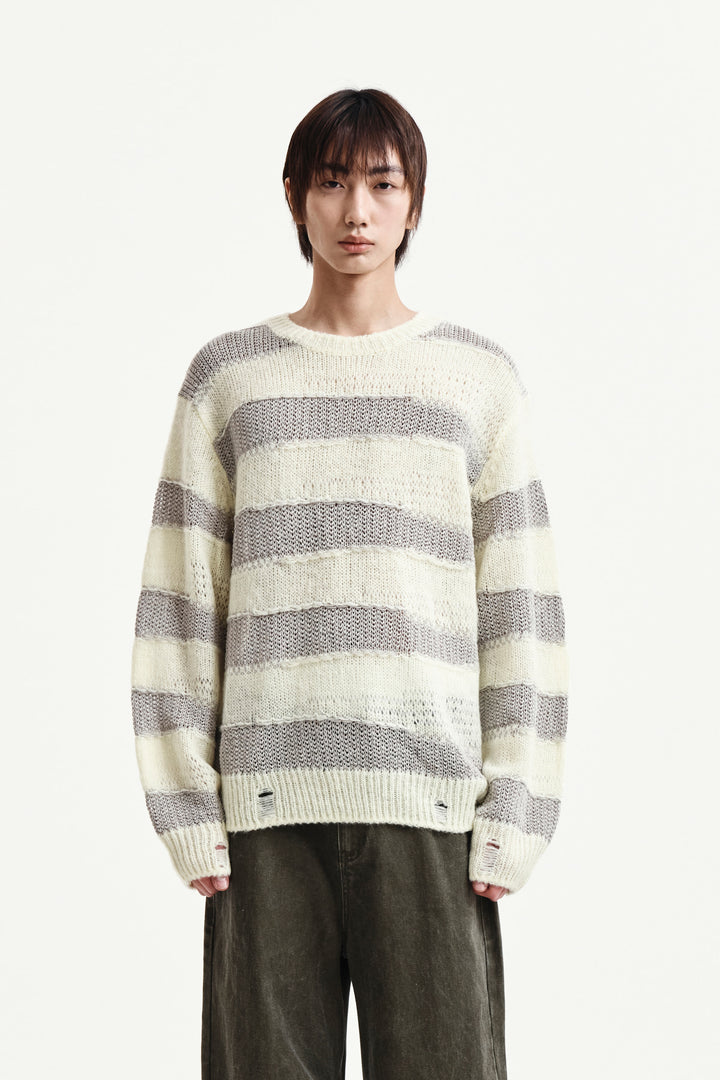 Matin Kim Texture Block Stripe Knit Pullover — Yellow