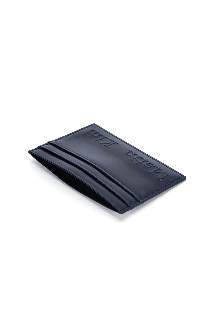 Matin Kim Embossed Logo Card Wallet — Navy blue