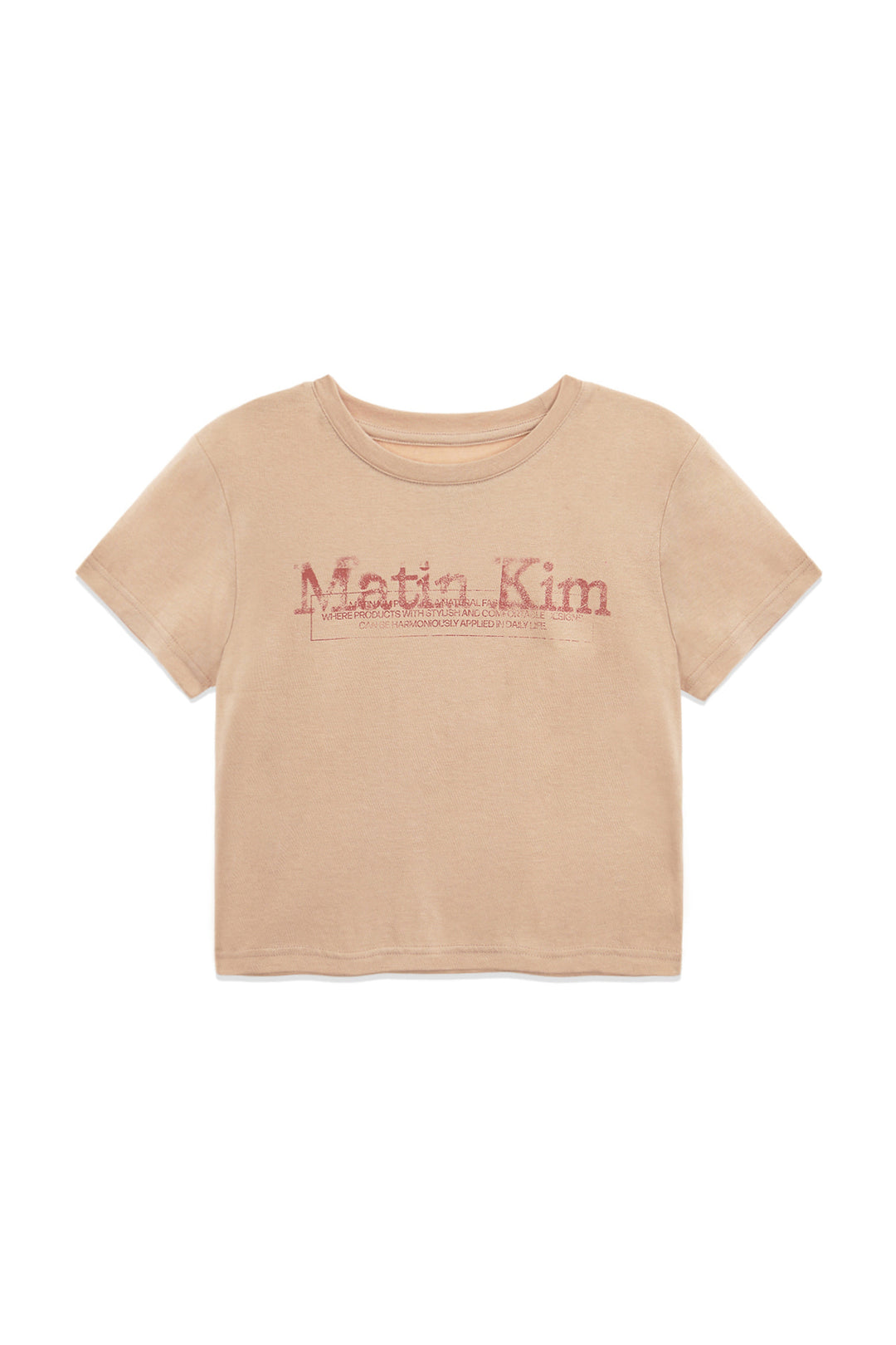 Matin Kim Stamp Logo Graphic Crop Top — Beige