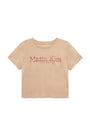 Matin Kim Stamp Logo Graphic Crop Top — Beige