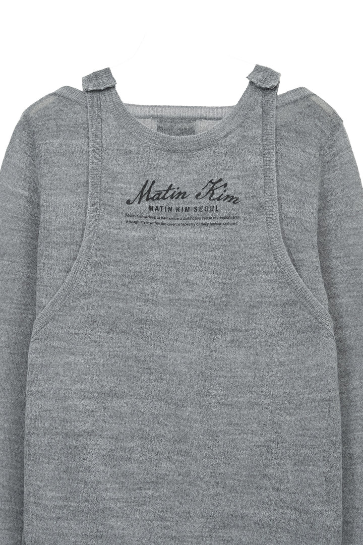 Matin Kim Mohair Layered Knit Pullover — Light Grey