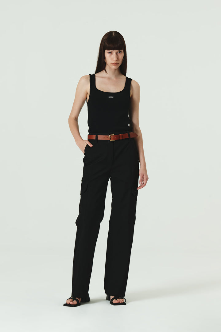 KIMMATIN Banding Straight Cargo Pants — Black