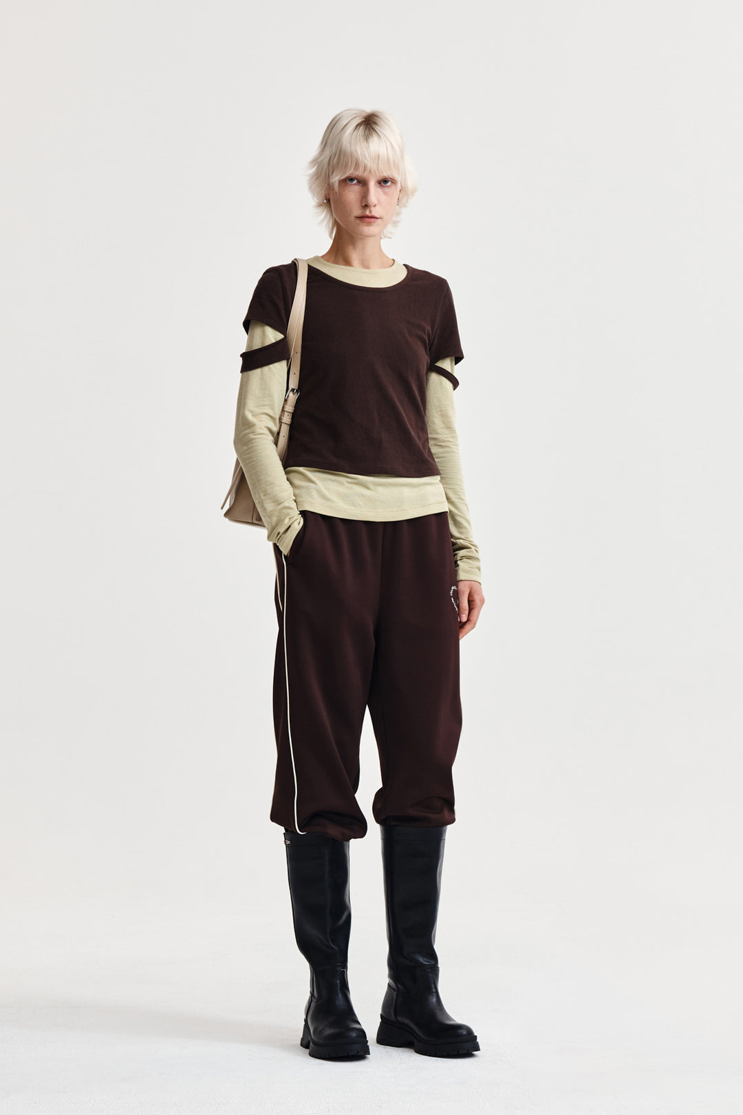 Matin Kim Layered Point Slim Top — Brown
