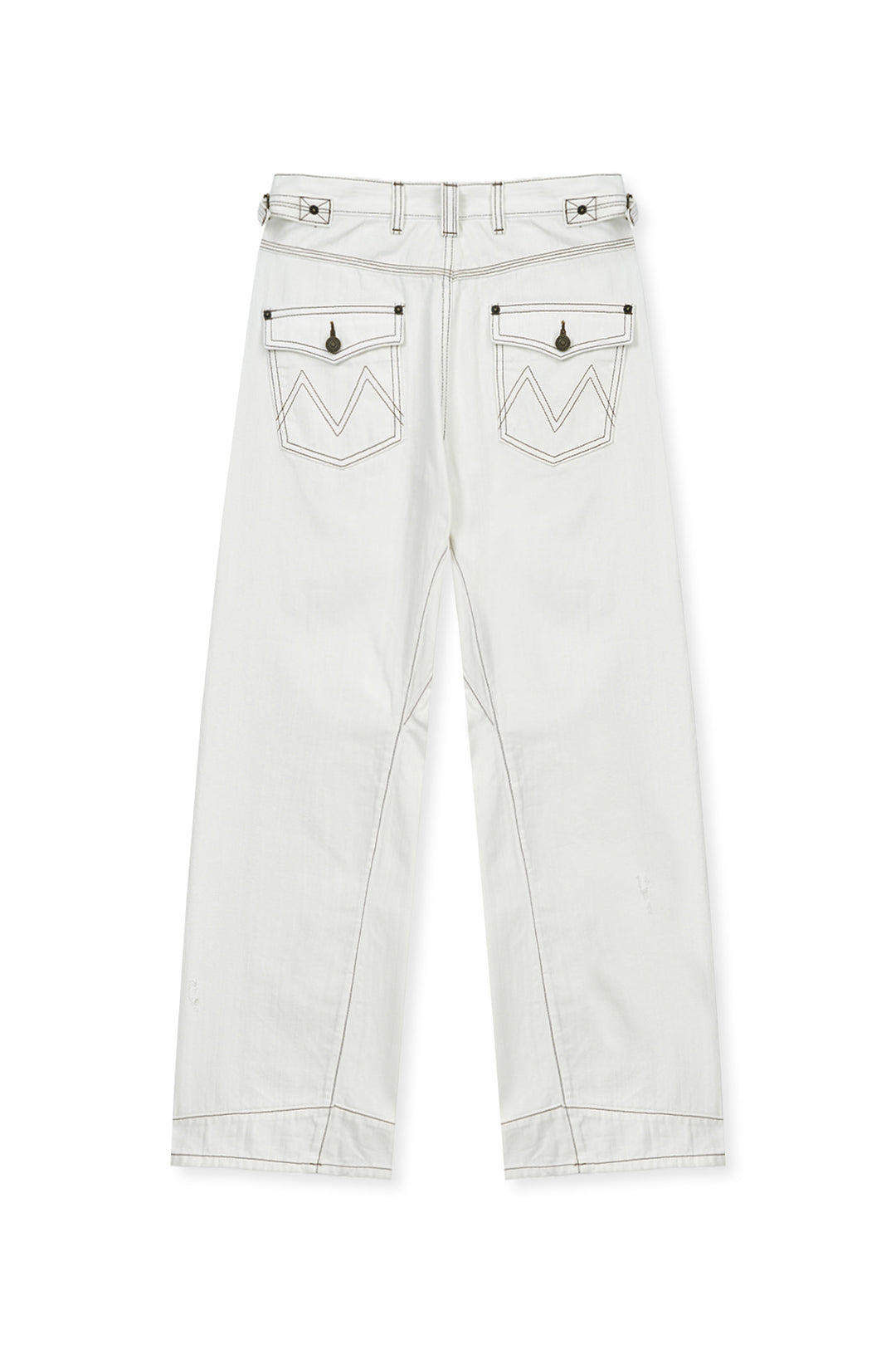Matin Kim Waist Buckle Stitch Twill Denim — Ivory